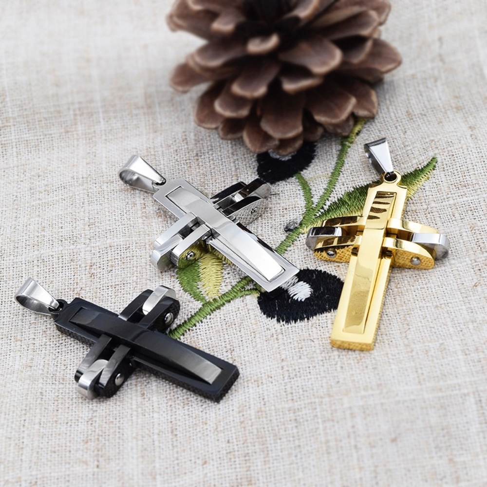 Unisex Stainless Steel Cross Pendant Necklace - Picture 12 of 12
